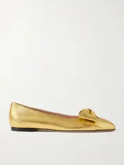 [Valentino Garavani] Valentino Garavani - Bowow Metallic Leather Ballet Flats - Gold - IT42 IT 42 Gold