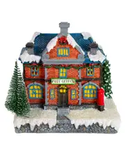 Northlight 7in Red LED Lighted Post Office Christmas Village Decoration