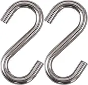 Cozihom Heavy-Duty 304 Stainless Steel S Hooks, 3.3 Inch Hammock, Swing S Hooks, Industrial Grade Quality Utility Hooks Pack of 2