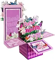 PQCLXUYA Happy Mother's Day Greeting Card, 3D Pop Up Butterfly Flower Card with Envelopes Mother's Day, Mothers Day Gifts for Mom, Wife, Sister, Grandma, Step-mom, Mother-in-law, Thank You Card for Mummy