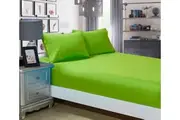 Super Soft Super King Size Bed Fitted Sheet & 2 Pillowcases Set Green