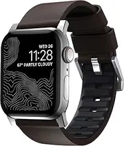 Nomad Hard Leather Pro Active Band for Apple Watch, Silver/Brown, 45 mm