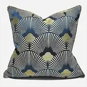 CVBFDB Chinese-Style Living Room Sofa Large Cushion Fan-Shaped Geometric Pattern Hotel Model Room Pillowcase(45cm*45cm)