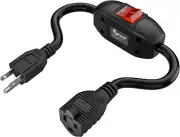 Inline On/Off Switch Extension Cord, 3-Prong Household Switchable Power Cord, He