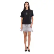 Replay Womens Graphic Tee Regular Fit T-Shirt w/ Print Black
