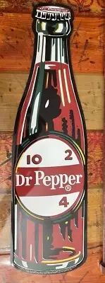 VINTAGE DRINK DR. PEPPER BOTTLE PORCELAIN GAS STATION STOUT SIGN USA MADE