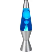 Landmark - Liquid Lava Lamp Retro Blue/white Wax Silver Base 37cm