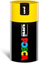 UNI POSCA GIFT BOX, 18 Markers in Assorted Colours - Medium Round Tip - Line Width 2.5 mm - Aluminium Gift Box, Colour of Lid: Yellow