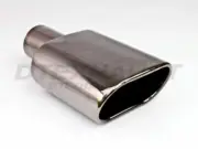 DT-043SBM BLACK CHROME LOOK 6" ROLL ANGLE STAINLESS EXHAUST TIP 2.25" IN 9.5" L