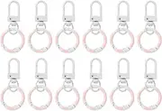 uxcell 12 Pcs Lobster Claw Clasp, Colorful Metal Keychain Clasp Swivel Hooks with Spring Key Rings Trigger Clips for Bag Door Key Chains DIY Craft Jewelry Making, Donut White