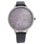CRR004 La Romance - Silver/Grey Leather Strap Watch by Charlotte Raffaelli for Women - 1 Pc Watch