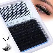 CORUSCATE 80D Cluster Lashes Fluffy Individual Eyelashes Thick D Curl Lashes Individual Cluster 12-20mm with Long Lash Spikes Volume Eyelash Clusters DIY Spiky Russian Strips Eyelashes Mega Extension
