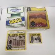 Model Railroad Woodland Scenics & Life Like Grass, Foliage, Culverts, Walls, NOS