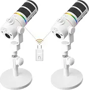 COMICA D10 Pro D Combo XLR USB Dynamic Microphone with Receiver Desktop Mic Stand for Gaming/TikTok/Podcast Recording,Support RGB Light Mute Button for PC,Smartphone,Computer,Mac,PS4/5(White)