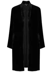 Eileen Fisher Longline Velvet Jacket - Black - XS (UK 6-8 / XS) XS (UK 6-8 / XS)