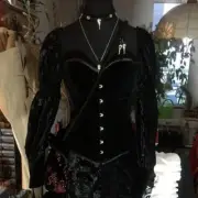 Velvet Black Corset Womens steel Boned Overbust Steampunk Gothic Corset Top USA