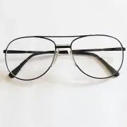 Aviator Large Bifocal Reading Glasses Men's Black Metal Frame +1.75 Lens Power