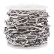 1Roll Unwelded Stainless Steel Drawn Elongated Cable Paperclip Chains 18x7x1.6mm