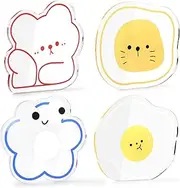 Geepen 4 Pcs Bar Coasters for Drinks, Acrylic Drink Coaster Set, 14cm Beermat Beverage Coaster Non Slip Coasters, Home Decoration Cartoon Blue Flowers Lion Bear Egg