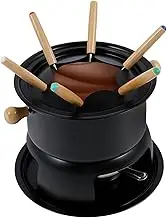 Hevtsde Cheese Chocolates Fondue Versatile Fondue Melting Pot Kit Stainless Steel Fondue Pot Set Even Heating Fondue Maker Protective Fondue Set with 6 Forks