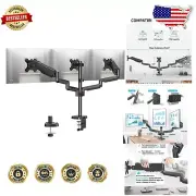 Ultimate Desk Space Saver: Triple Monitor Stand for Flat or Curved Displays