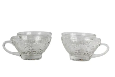 Princess House Crystal Clear 4 Tea Coffee Cups & 2 Saucers