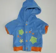 BABY ESSENTIALS boys Blue Orange Terry TURTLE Snap Front Shirt* 6 months