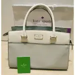 KATE SPADE 白灰真皮拼色 OL手提肩背斜背包 NEW YORK