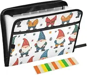 Quteprint 13 Pockets Expanding File Folder with Zipper Closure, Christmas Cartoon Gnomes Accordion File Folder with Sticky Labels, Letter Size A4 Papers Expandable File Document Organizer