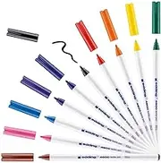 edding 4600 textile pen - set of 10 colours (basic) - round nib 1 mm - permanent fabric pens for drawing on textiles, wash-resistant up to 60 °C - fabric pen