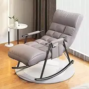 QIADIAOC Armchair Rocking Chair Accent Glider Lounge Chair Living Room Bedroom Recliner,Occasional Chairs Backrest 5 Positions and Soft Padded Cushion(Light Grey,Black feet)