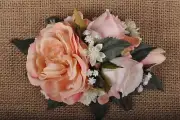 Pastel Peach White Pink Peony Rose Floral Slide Comb Fascinator Wedding