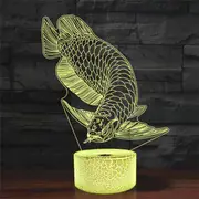 Fish Shape 3D Colorful LED Vision Light Table Lamp Remote Control Version