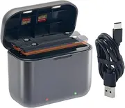 Charger for Insta360 X3 Camera Battery Fast Charger Hub with 2-Channel Quick Battery Charging Storage Station with Misro SD Card Slots and USB Type C Cable（Batteries not Included）