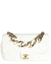 Chanel White Quilted Lambskin Elegant Chain Flap Bag (Authentic Pre-Loved)