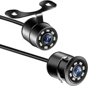 Backup Camera, Universal Ip69k Waterproof Front/Side/Rear View Camera for Car, 8 LED Lights Infrared Night-Viewer with 140° Dynamic Path Guide Line Reverse Back up Camera for Cars Truck SUV Rv Van