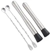10 Inch Stainless Steel Muddler and Mixing Bar Spoon for Cocktail Bar Tools Set
