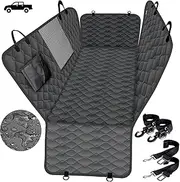 Lassie Dog Car Seat Cover, Waterproof Hammock for Back Seat With 2 Belts and Storage Bags, Truck Protector for F150 F250 F450 Silverado Sierra Tundra (LS-SC-420HTK-JA-ALLBLACK)