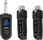 XLR Transmitter and Receiver Rechargeable Microphone Wireless System Microphones Wired to Wireless System for Audio Mixer Dynamic Mic Electric Guitar Bass