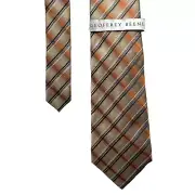 Geoffrey Beene Orange Gold Blue Men’s Necktie 3.75”x 59” Handmade All Silk NWT