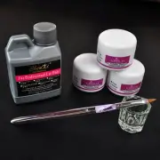 Acrylic Liquid 120ML Clear White Pink Powder Kit Nail Art Starter Manicure Set