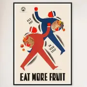 Galrie Eat More Fruit Retro Australian Vintage Advertising Poster for Home Decor, Black Frame, A3 30 x 42cm (12 x 16inch)