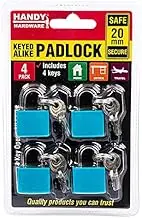 [4PCE] Handy Hardware Padlock Keyed Alike Random Colour(Blue, Green, Purple) 20mm Best Used for Backpacks, Luggage, Computer Bags, Locker, Gym and More