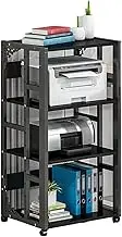Printer Stand,4Tier Layers Fax Machine Stand,Adjustable Storage Shelves with Wheels,for Home Office Fax Machine Scanner(Black)