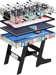 4-in-1 Game Table Foldable Foosball Table Tennis Pool Table Hockey Multi Game Entertainment
