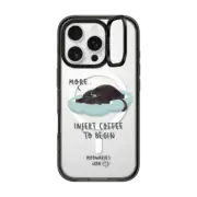iPhone 16 Pro Impact Ring Stand Case MagSafe Compatible Insert coffee to begin by Moonaries illo
