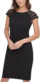 [Jessica Howard] Women's Short Sleeve Boat Neck Sheath Midi Dress