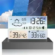 Multifunctional Weather Station,Color Screen Digital Temperature Humidity Clock with Outdoor Sensor，Weather Forecast,Switch Window Reminder Function，for Home/Garden Bedroo/Office