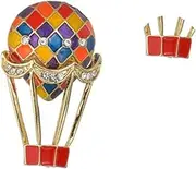 [COLLBATH] Unique Drip Oil Hot Air Balloon Shape Brooch Alloy Material Rhinestone Decor Women's Party Brooch Pin