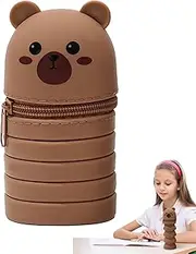 Desk Organizer Pen Holder, Creative Pop up Stationery Case, Retractable Silicone Storage Organizer for Home Dorm School Classroom Teens Students Kids